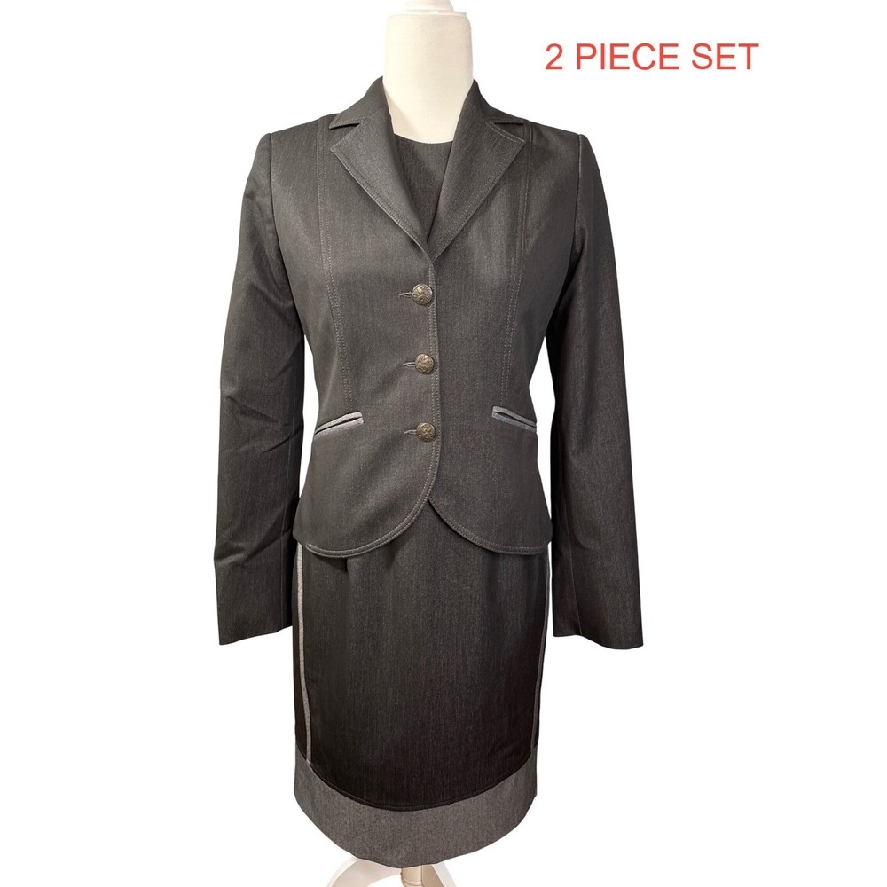 Tristan Dress Suit Set, Sleeveless Sheath Dress 4, Gray, Blazer, Formal Career